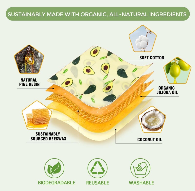 WeAreULEF Beeswax Food Wrap Roll – 13" x 40" Reusable Beeswax Wrap & Cut-to-Size | Organic Alternative to Plastic Wrap, Sandwich & Bowl Covers | Eco Friendly, Zero Waste, Plastic-Free Food Storage Wrap - Image 3